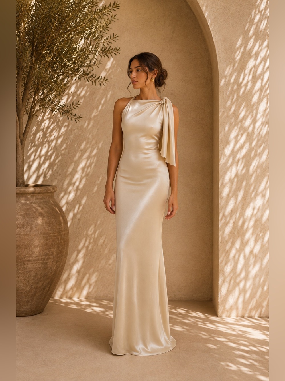 Commense Beloved Knotted Sleeveless Maxi Dress L | Minimalist Vacation Dress